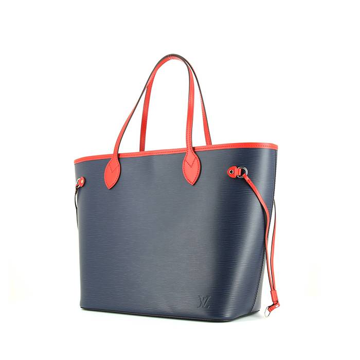 Louis Vuitton Neverfull large model shopping bag in navy blue epi leather and red leather - 00pp