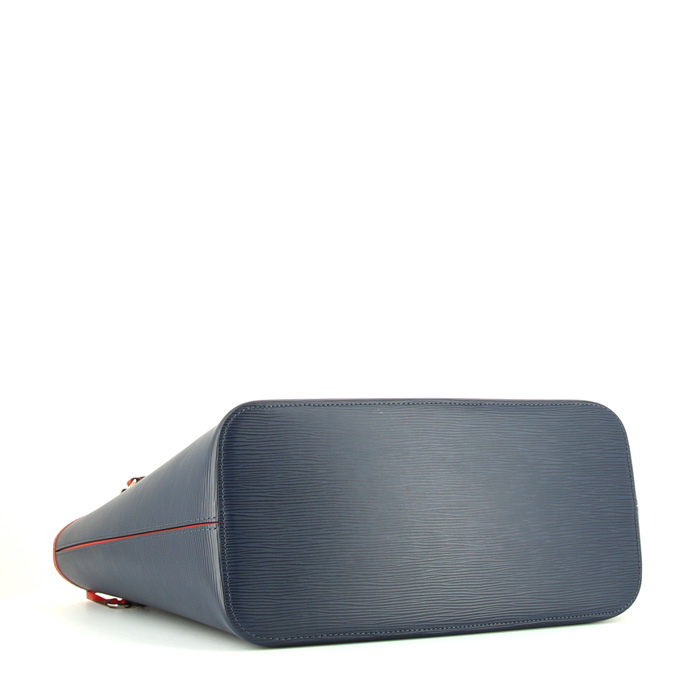 Louis Vuitton Neverfull large model shopping bag in navy blue epi leather and red leather - Detail D4