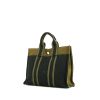 Sac cabas Hermes Toto Bag - Shop Bag en toile bleue et vert-kaki - 00pp thumbnail