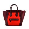 Bolso de mano Celine Luggage Mini en cuero tricolor rojo y color burdeos - 360 thumbnail