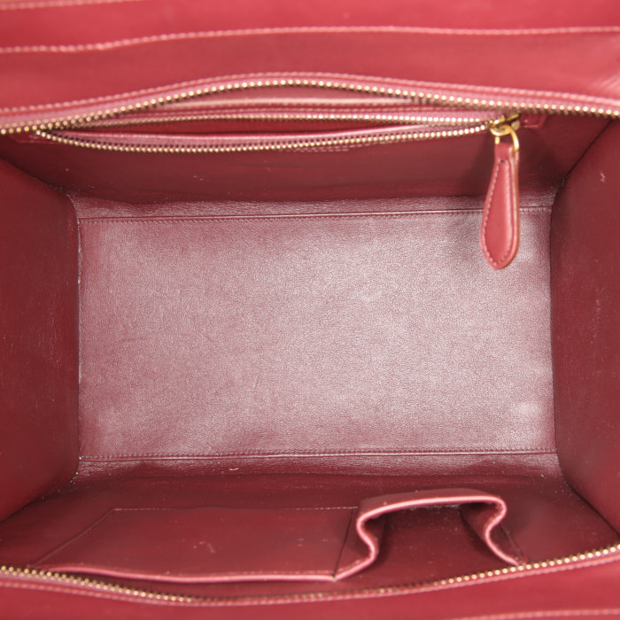 Borsa Celine Luggage Mini in pelle tricolore rossa e bordeaux - Detail D2