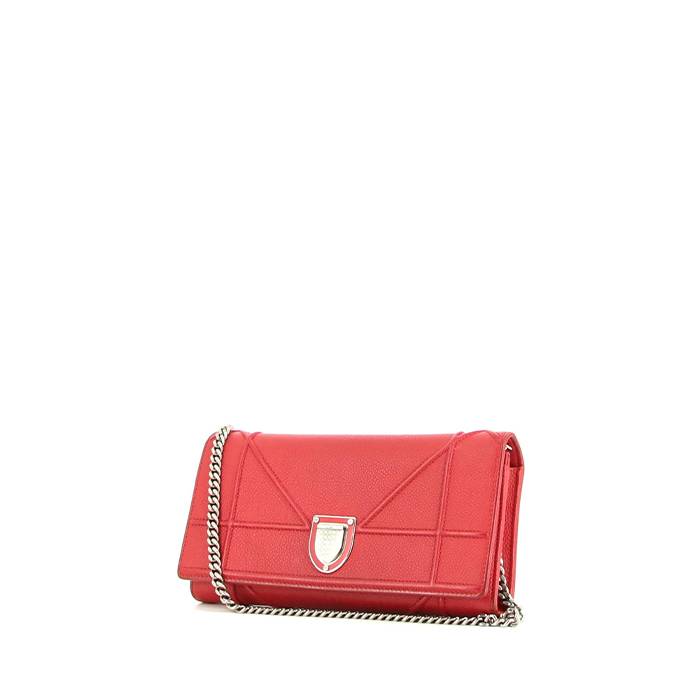 Dior Diorama Wallet on Chain handbag/clutch in red grained leather - 00pp