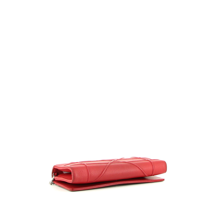 Dior Diorama Wallet on Chain handbag/clutch in red grained leather - Detail D4