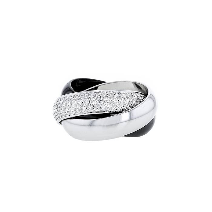 Cartier Trinity large model ring in white gold,  ceramic and diamonds, size 50 - 00pp