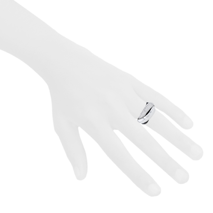 Bague Cartier Trinity grand modèle en or blanc,  céramique noire et diamants, taille 50 - Detail D1