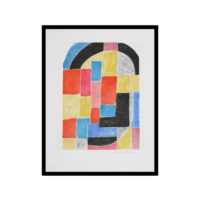 Sonia Delaunay, "Cathédrale", etching and aquatint in colors on paper, limited edition, artist proof, signed, of 1970 - 00pp