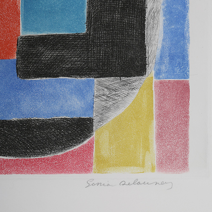 Sonia Delaunay, "Cathédrale", etching and aquatint in colors on paper, limited edition, artist proof, signed, of 1970 - Detail D2