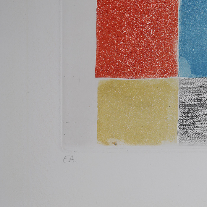 Sonia Delaunay, "Cathédrale", eau-forte et aquatinte en couleurs sur papier, édition limitée, épreuve d'artiste, signée, de 1970 - Detail D3