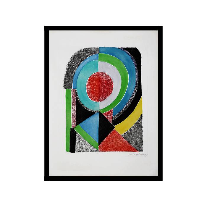 Sonia Delaunay, "Avec moi-même", etching and aquatint in colors on paper, limited edition, signed and dated, of 1970 - 00pp