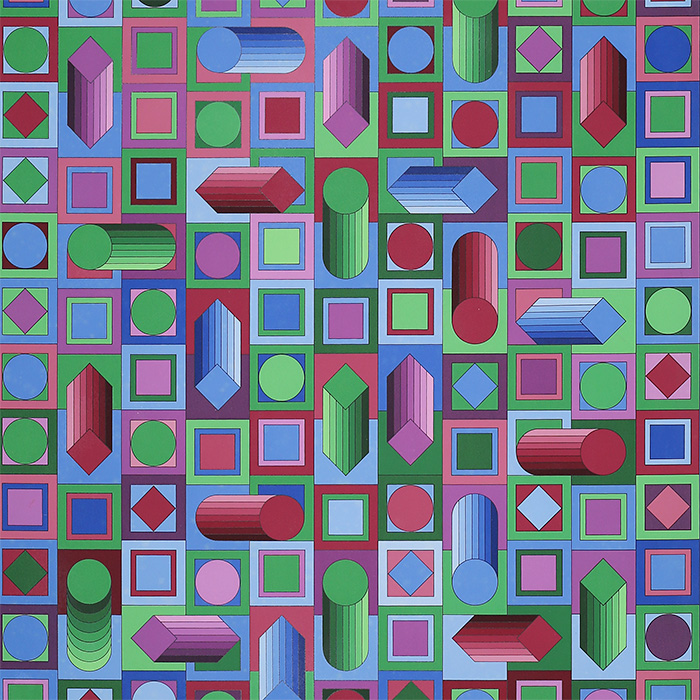 Victor Vasarely, "Hyram", sérigraphie en couleurs sur papier, signée et numérotée, de 1986. - Detail D1