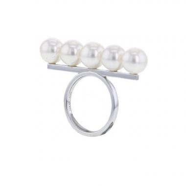 Anello Tasaki Balance Signature in oro bianco e perle