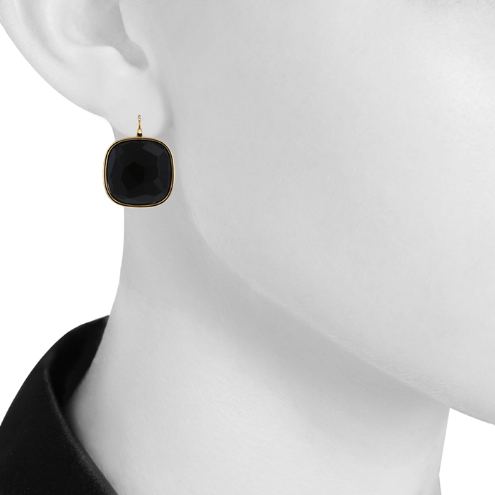 Pomellato Victoria large model earrings in pink gold and jet