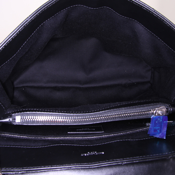 Borsa a tracolla Saint Laurent Loulou modello medio in pelle trapuntata a zigzag nera con motivo a spina di pesce - Detail D3