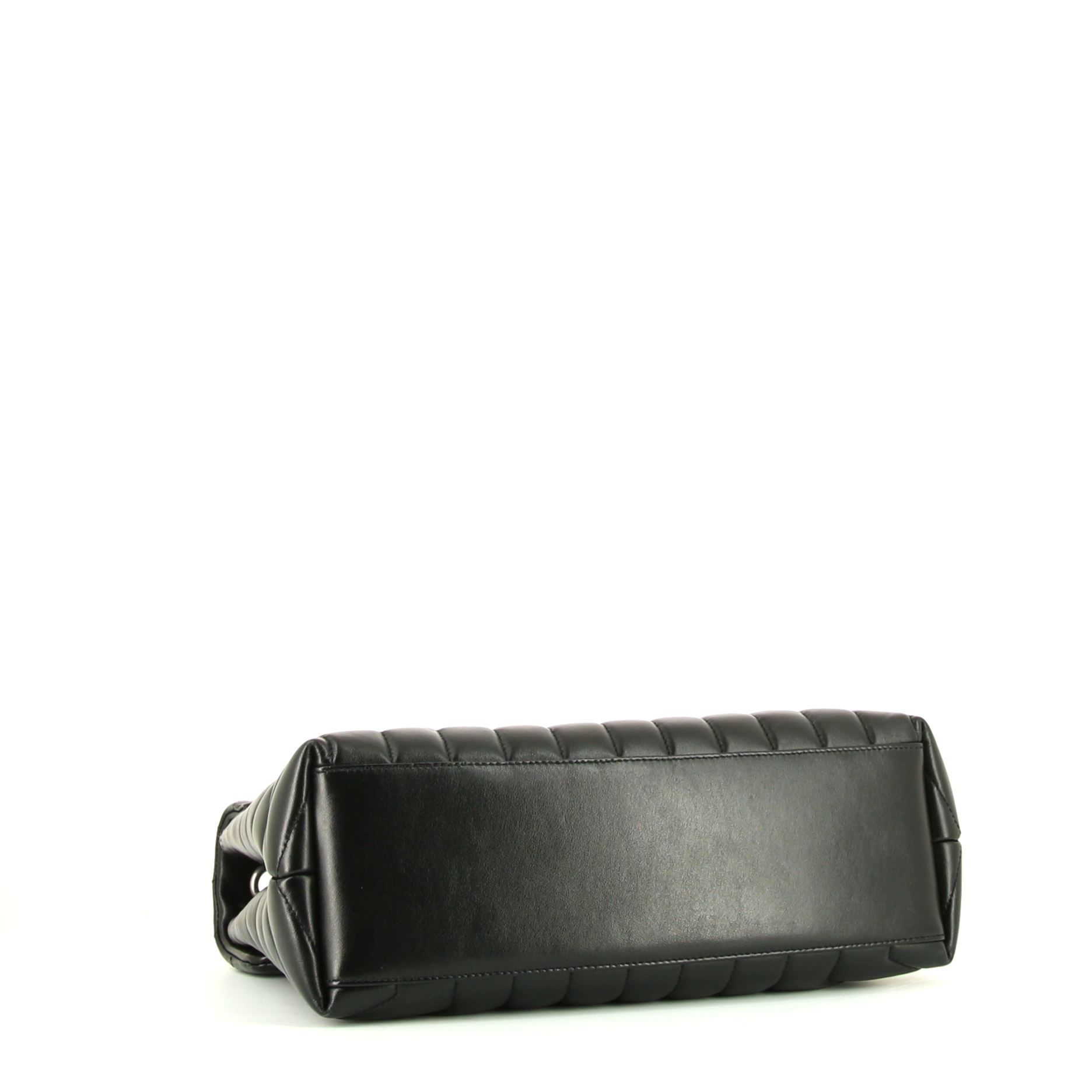 Saint Laurent Loulou medium model shoulder bag in black chevron quilted leather - Detail D5