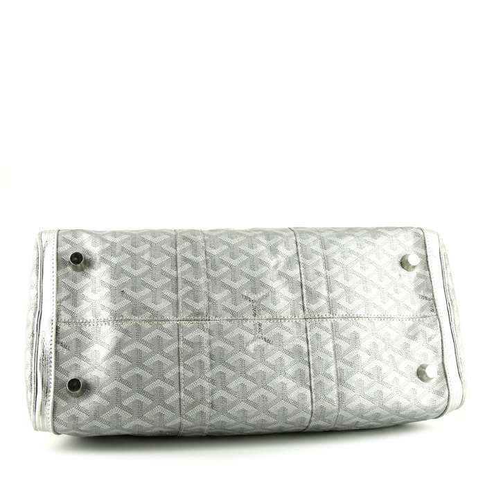 Bolsa de viaje Goyard Croisière en lona Monogram plateada - Detail D4