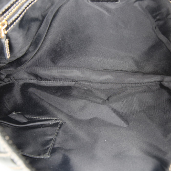 Sac à main Gucci Gucci Vintage en toile enduite noire et cuir noir - Detail D2