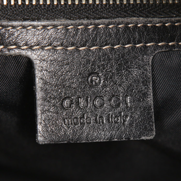 Bolso de mano Gucci Gucci Vintage en lona revestida negra y cuero negro - Detail D3