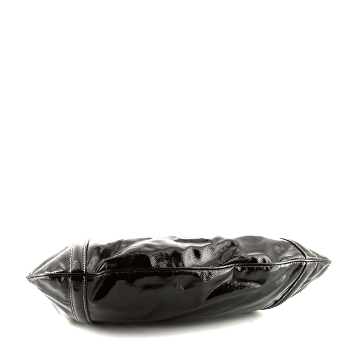 Borsa Gucci Gucci Vintage in tela cerata nera e pelle nera - Detail D4