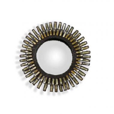 Line Vautrin, "Romain" convex mirror, in talosel and mirrors, signed, with its certificate of authenticity, from the end of 1960’s