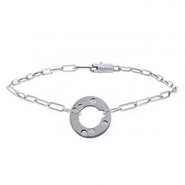 Bracelet Dinh Van Cible moyen modèle en or blanc et diamants