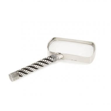 Hermès Paris, "Cordage" desk magnifier, in silver-plated metal by Ravinet d'Enfert, from the 1970's