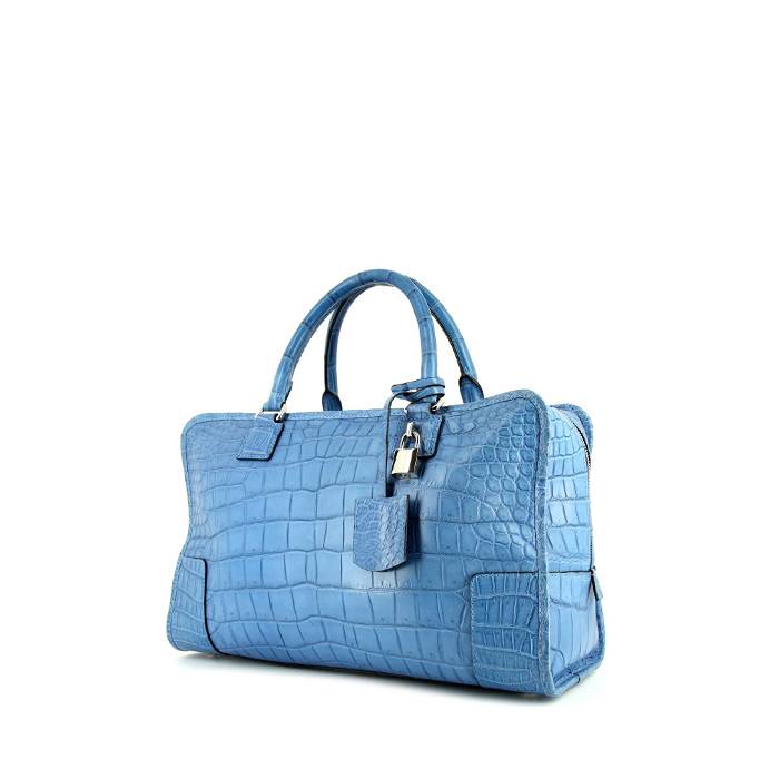 Loewe Amazona handbag in blue crocodile - 00pp