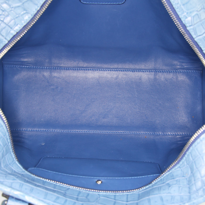 Borsa Loewe Amazona in coccodrillo blu - Detail D2
