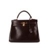 Hermes Kelly 32 cm handbag in brown box leather - 360 thumbnail