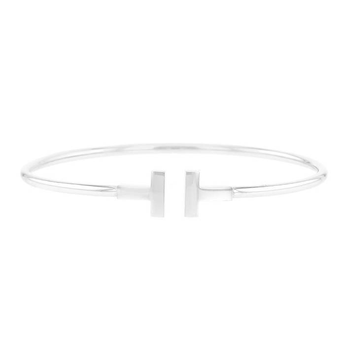 Bracelet jonc ouvert Tiffany & Co Wire moyen modèle en or blanc - 00pp
