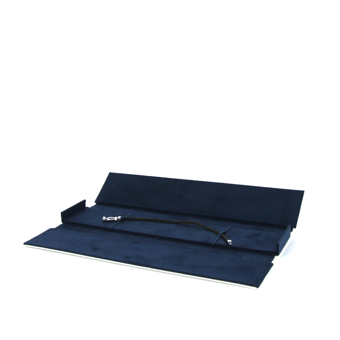 Bracelet Fred Force 10 moyen modèle en or blanc,  acier et diamants - Detail D2