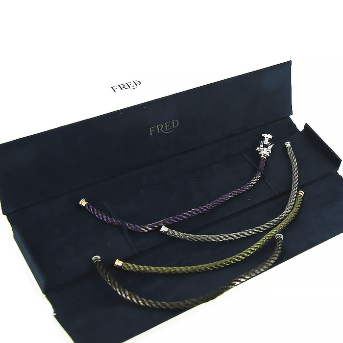 Fred Force 10 large model bracelet in white gold,  diamonds and stainless steel - Detail D2