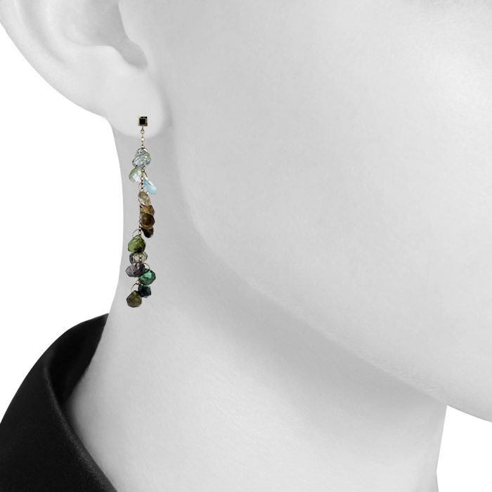 Paire de pendants d'oreilles H. Stern Lizard en or jaune et tourmalines