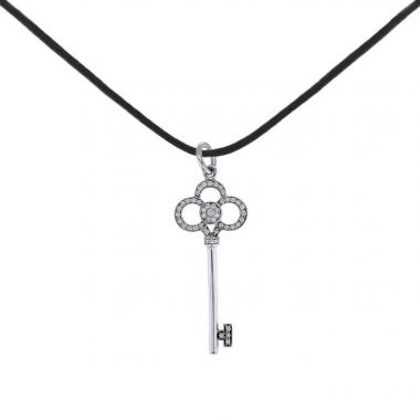 Pendentif Tiffany & Co Clé Couronne en or blanc et diamants