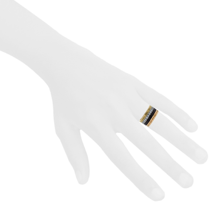 Anello Boucheron Quatre Classique modello grande in 3 ori,  diamanti e PVD marrone - Detail D1