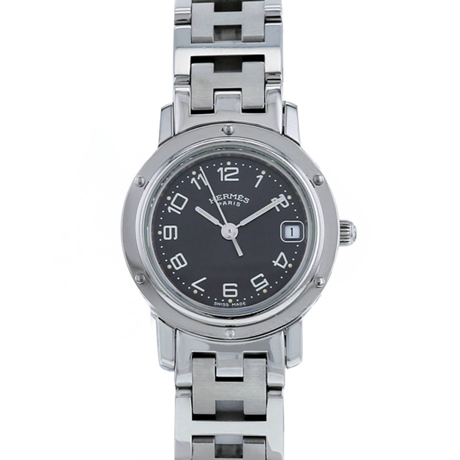 Hermes Clipper watch in steel Ref: CL4.210 Circa 2000