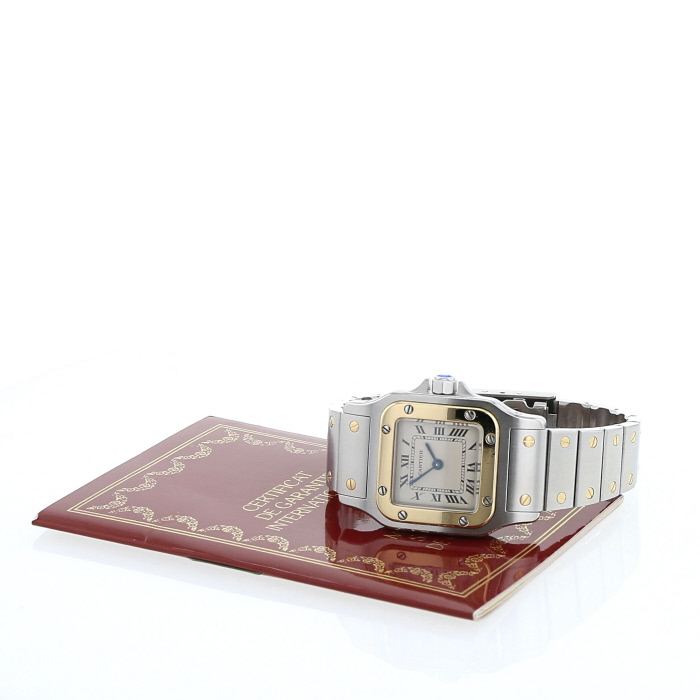 Reloj Cartier Santos Galbée de oro y acero Ref :  1057930 Circa  1990 - Detail D2