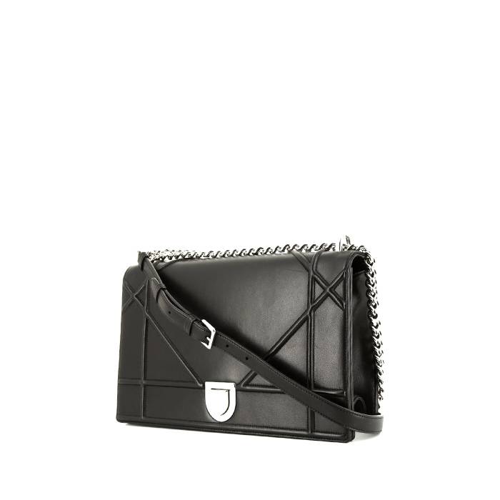 Dior Diorama shoulder bag in black smooth leather - 00pp