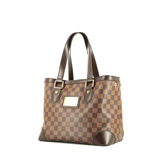 Louis Vuitton Hampstead shopping bag in ebene damier canvas and brown leather - 00pp