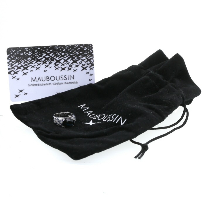 Sortija Mauboussin Nuit D'Amour en oro blanco,  zafiros y diamantes - Detail D2