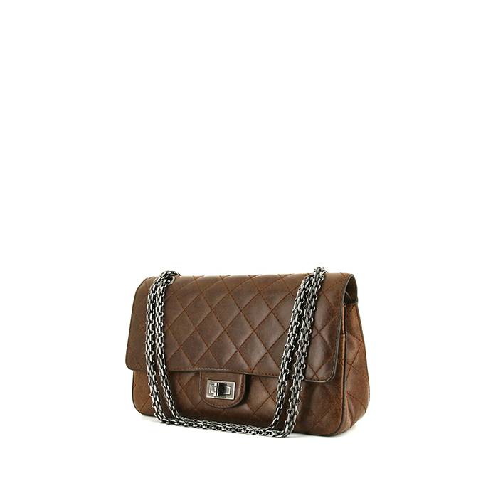 Chanel 2.55 shoulder bag in brown quilted leather - 00pp