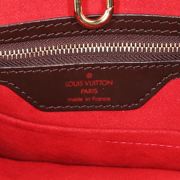 Bolso de mano Louis Vuitton Hampstead en lona a cuadros ébano y cuero marrón - Detail D3