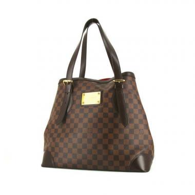 Borsa Louis Vuitton Hampstead in tela a scacchi ebana e pelle marrone