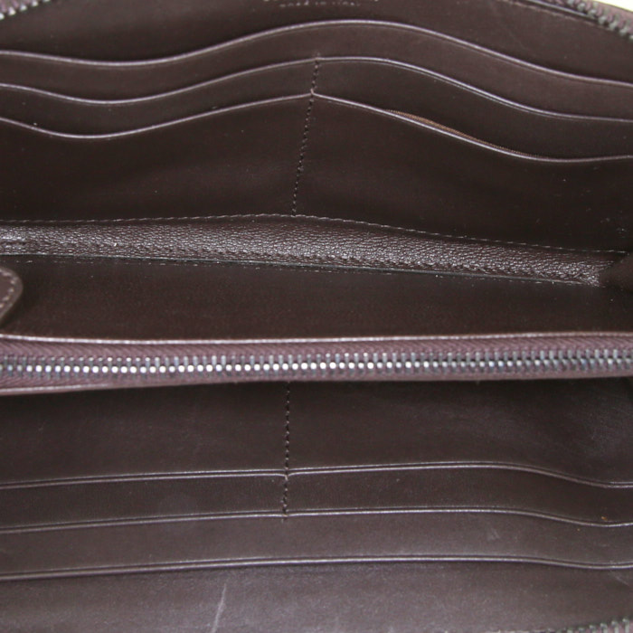 Bottega Veneta Portefeuille zippé en cuir intrecciato marron - Detail D2