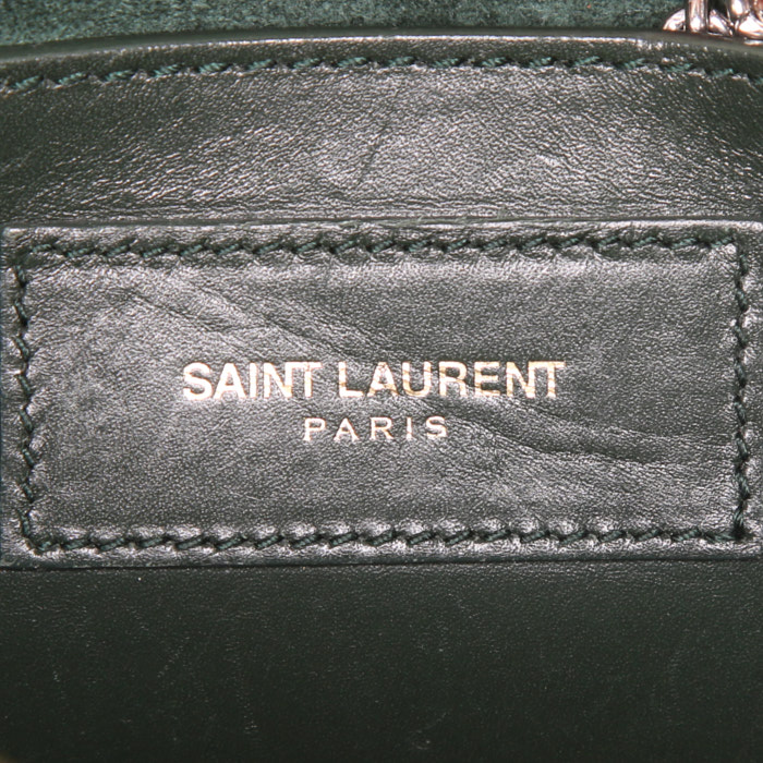 Borsa a tracolla Saint Laurent Baby Duffle in pelle verde scuro - Detail D4