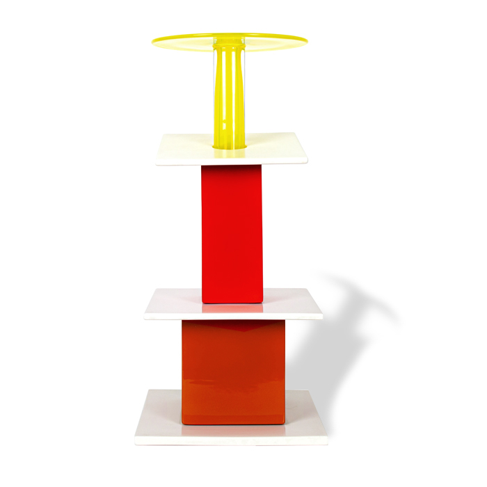 Ettore Sottsass, "Upupa" totem vase, in ceramic and blown glass, limited edition by Short Stories, signed and numbered, of 2003 - Detail D1