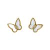 Paire de boucles d'oreilles époque années 80 Van Cleef & Arpels Papillon en or jaune,  nacre blanche et diamants - 00pp thumbnail