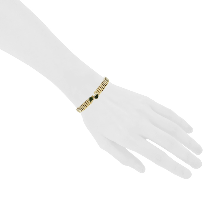 Bracelet époque années 80 ouvrant Bulgari Tubogas en or jaune et tourmalines vertes - Detail D1