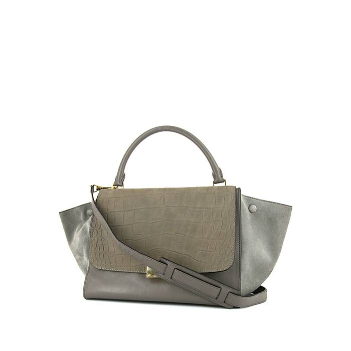 Celine Trapeze handbag in grey leather and grey suede - 00pp