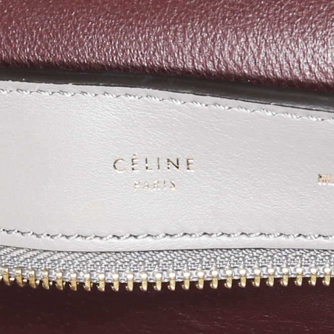 Bolso de mano Celine Trapeze en cuero gris y ante gris - Detail D4