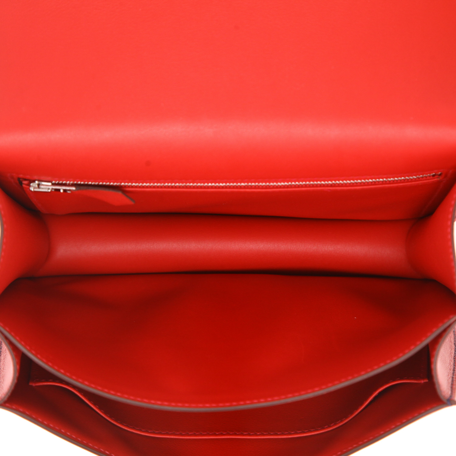 Sac bandoulière Hermès  Constance grand modèle  en cuir Swift rouge - Detail D3